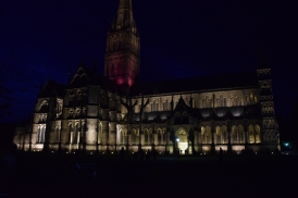 Abbey at night in Salisbury